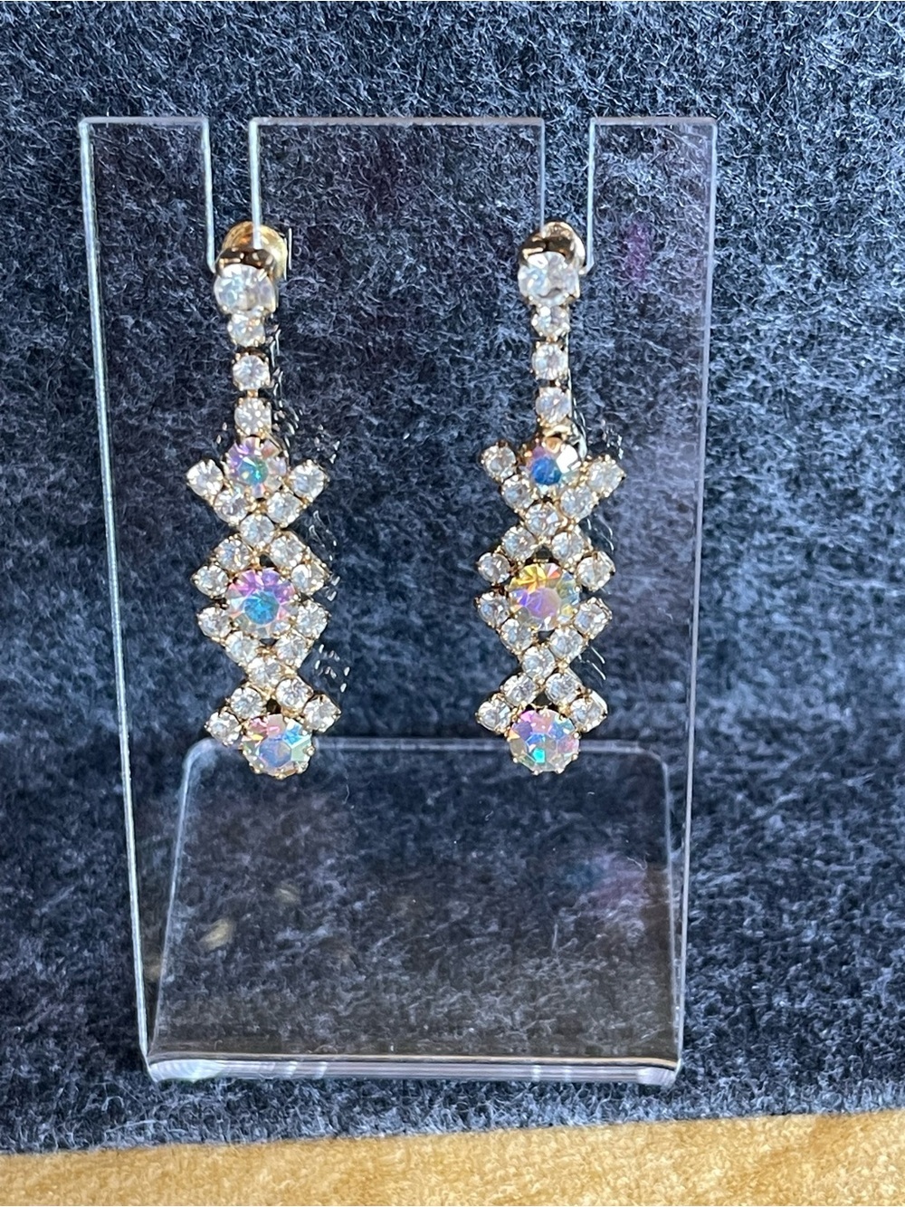 Vintage AB rhinestone dangle earrings